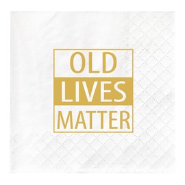 100Pcs Old Lives Matter Napkins, Funny Retirement or 40th 50h 60th 70th 80th Birthday Gifts Party Decorations for Men, Unique Gag Gifts Napkins for Dad, Grandpa, Old Man, 2Ply 4.5x4.5inches