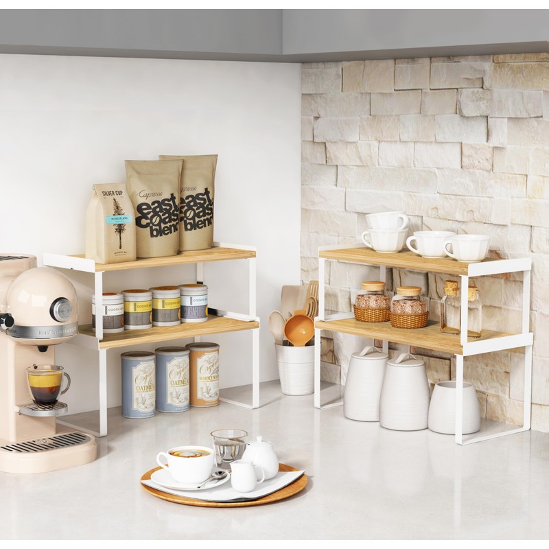 Goozii Kitchen Cabinet Organizer Shelf Set of 4, Large Stackable