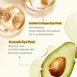 Parche Coreano de Hidrogel con Péptidos y Colágeno - 60 Mascarillas Reafirmantes, Iluminadoras e Hidratantes para Ojos - Ojeras, Bolsas, Arrugas y Lín