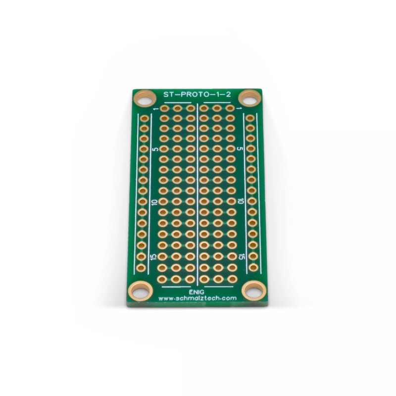 SchmalzTech Premium 1" x 2" Protoboard PCB, ENIG Prototyping PCB,