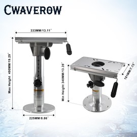 CWaveRow Adjustable Marine Seat Base with Slide, 13-19 Inch Height, Adjustable Marine Seat Base and Pedestal with Slide and Locking Mechanism, Ideal for Fishing Boats and Marine Vessels