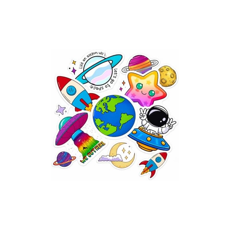 50 Piezas Pegatinas de Planeta y Astronauta, Calcomanías de Dibujos