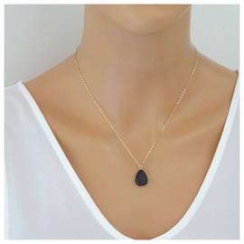 Andelaisi Boho Lava Bead Choker Necklace Black Teardrop Lava Stone Necklace Choker Vintage Essential Oil Diffuser Necklace Gold Waterdrop Lava Ball Essential Pendant Necklace Jewelry for Women