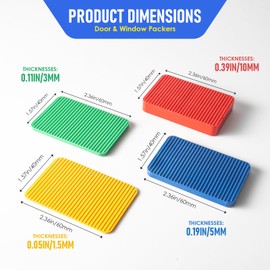 40 Pcs Plastic Packers 40x60mm – Mixed Size Spacers 1.5/3/5/10mm Flat Packers for Window Glass Door Frame Installation