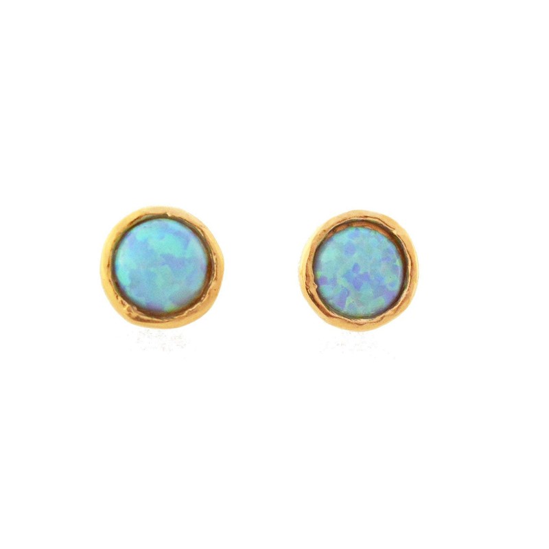 14k Gold Filled 6mm Blue Opal Stud Earrings
