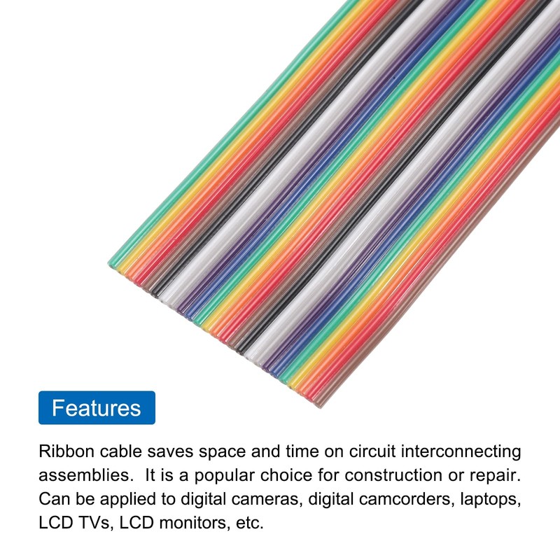 QUARKZMAN 1 Piece 25 Pin Ribbon Rainbow Cable 30ft 1.27mm