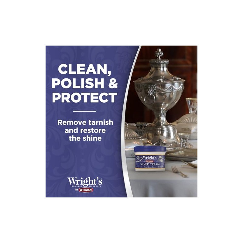 Wright's Silver Cleaner and Polish Cream - 237ml with Polishing