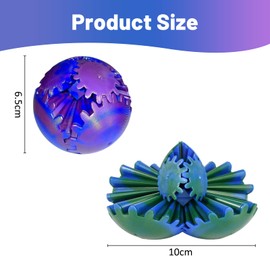 BULZEU 2PCS Gear Sphere, Steampunk Whirling Wonder Gear Ball Fidget Toy, 3D Printed Gear Balls, Torque Ball Turning Toys For Adults & Kids, Helix Screw Fidget for Stress Relief (Blue Purple+Green)