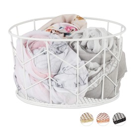 Relaxdays Wire Basket Round Vintage Storage Clothes Accessories Decorative Basket Metal Diameter 21.5 cm Various Colours