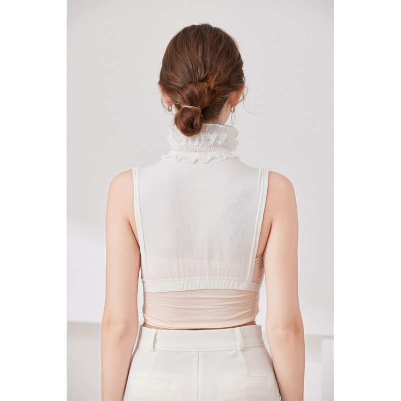 UMIYI Stand Collar, Ruffle Collar, Women's, Layered Style, Faux Color,