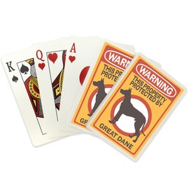 Lantern Press Great Dane, Warning (52 Playing Cards, Poker Size Card Deck with Jokers)