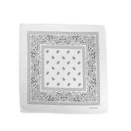 White Paisley Bandana Head Scarf Headbands Handkerchief Cowboy Cotton Bib Party Face Covering Headwear For Motorcycling Mens Womens Unisex