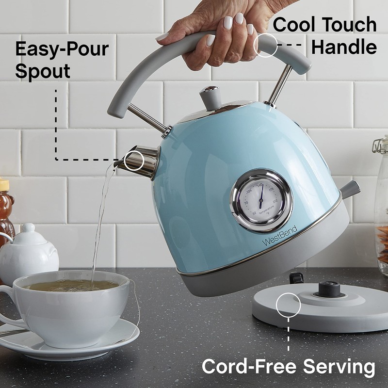 West Bend Electric Kettle Retro-Styled Stainless Steel 1500 Watts with