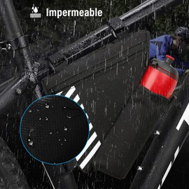 Duwinja Bolsa de Triángulo de Bicicleta con Soporte para Botellas de Agua-Capacidad de 1,5L Bolsa Impermeable para Cuadro Triangular para Bicicletas de Carretera y Montaña,Fácil Instalación-Negro
