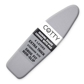 COTTY HOME Extra Thick Ironing Board Covers with Pad Standard Size 15x54, Snug Fit Adjustable Drawstring Tightening with Stopper, Heat Reflective Coating, Nose Pocket and Fastener Straps, Polka Dots