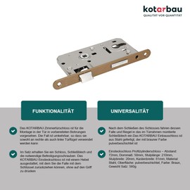 KOTARBAU® Interior Door Mortice Lock 72/50 mm for Profile Cylinder Universal Right and Left