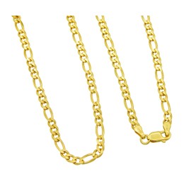 Figaro Chain 925 Sterling Silver Gold-Plated 3.5 mm Wide Choice of Length 45 50 55 cm Silver Chain Gold Chain Women, Gold-Plated Silver