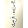 Silvery Raised Seahorse with Crystal Clear Faceted Glass Ceiling Fan
