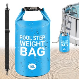 Pool Ladder Weights, 500D PVC Universal Pool Step Weights for Above Ground Pools, 10L Heavy-Duty Swimming Pool Sand Bags Foldable Waterproof Dry Bag Backpack, Easy & Quick Fill Sand