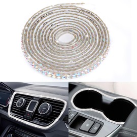 Rhinestone Car Interior Trim, Self Adhesive Bling Decoration Sticker Strip (AB Color, 1 Meter)