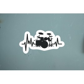 Drum Set Pulse 4 Inch Waterproof Decal Sticker Vintage Band Rock Drum Punk Pop Guitar Metal Country Music Instrument Musical Singer DJ Acoustic Studio Jazz Sing CS1455-2PK