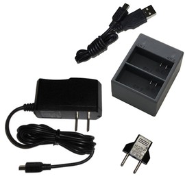 HQRP Kit AC Adapter and USB Battery Charger Compatible with GoPro HERO3 Hero-3 CHDHX-301 CHDHN-301 CHDHE-301 Action Camera Camcorder Power Supply Cord AC Adaptor Charger + Euro Plug Adapter