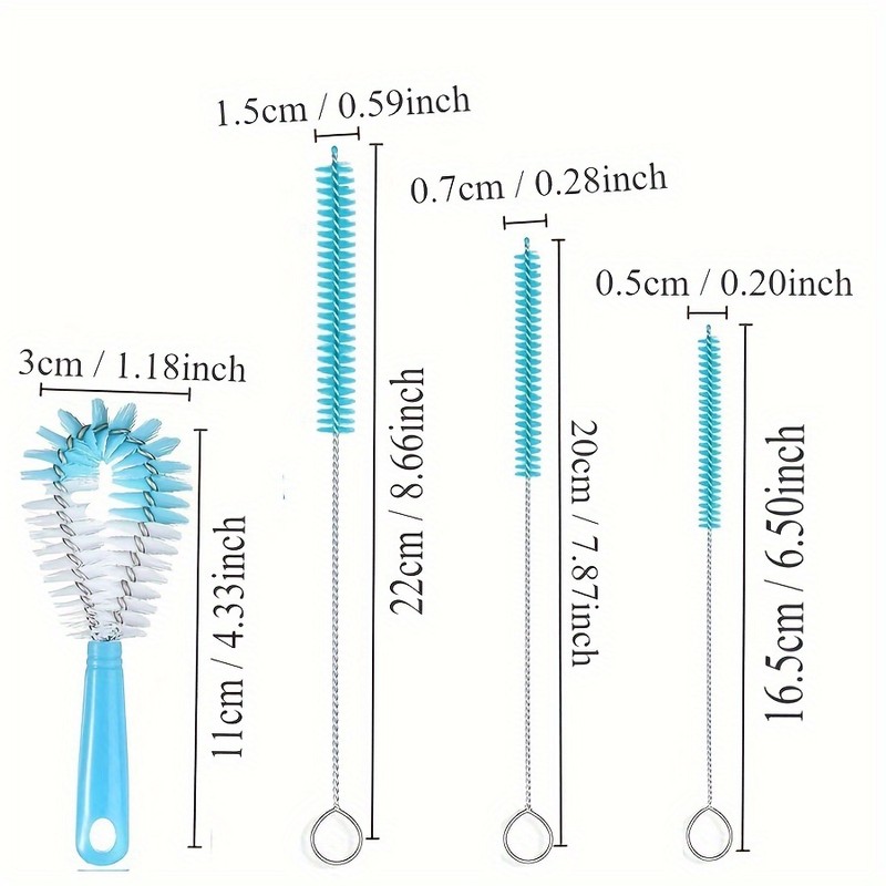 8-Piece Bottle Cleaning Brush Set with Long Handles and Assorted