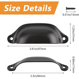 MMSZHL 8 Piezas Jaladeras para Cajones Vintage, Tiradores para Gabinetes de Metal en Forma de Concha, Diseño Antiguo con Tornillos Incluidos, Para Muebles de Cocina, Armarios y Gabinetes (Negro)