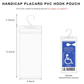 NYTKL Handicap Placard Holder, 10.6"×5" Ultra Transparent Disabled Placard Holder with Large Hanger, Portable Handicap Permit Parking Sign Protective Cover for Most Vehicles (1 PCS)