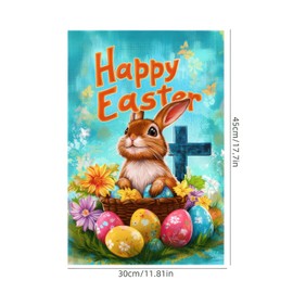 BlissYard Easter Garden Flag 12x18 Inch Double Sided Bunny Yard Decoration Basket Cross Coloful Flowers Eggs for Outside Outdoor Garden Patio Lawn Yard Décor