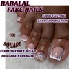 BABALAL Press on Toenails Short, White French Tip Toenail Press