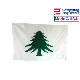 12x18" Massachusetts Naval Ensign, New England Pine Tree Outdoor Boat Flag, Revolutionary War Era Banner, Made in USA by Gettysburg Flag Works