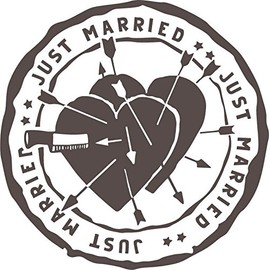 Zirni Just Married Heart Arrow Art Stamp Sticker Decal Design 5" X 5"