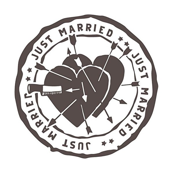 Zirni Just Married Heart Arrow Art Stamp Sticker Decal Design