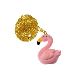 Miniblings Flamingo Necklace 60 cm Bird Summer Party Bird Necklace 3D Pink Handmade Fashion Jewellery Link Chain Silver-Plated, Plastic
