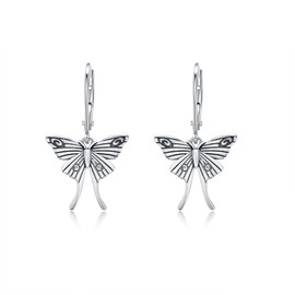 ONEFINITY Luna Moth Earrings 925 Sterling Silver Moth Dangle Earrings Jewellery Gifts for Women Girls, Sterling Silver, No Gemstone