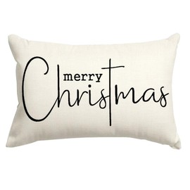 RABUSOFA Christmas Pillow Covers 12x20 Inch,Merry Christmas Decoration Throw Pillow Covers,Xmas Winter Holiday Decor Cushion Covers,Farmhouse Gift Pillowcase for Home Sofa Couch White(E)