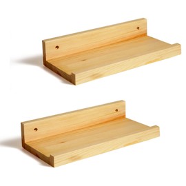 Z metnal Solid Wood Floating Shelves Set of 2, Rustic Wall Shelves ledge For Picture Frames And Figures, Cat Wall Shelves, Natural Wood Floating Shelf, Corner Shelf, Wall Mounted, 30x14cm