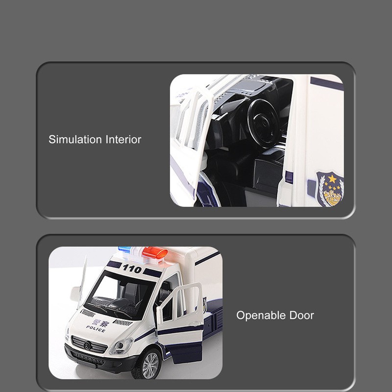 Kids Vehicle Toy 4 Door Opening Simulated Pull Back Alloy