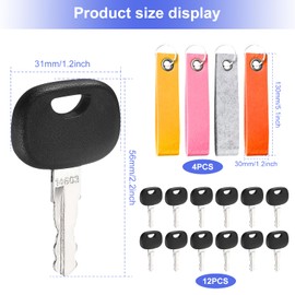 Universal Key 14603 Ignition Key Replacement Key 12 Pieces Construction Machinery Forklift Key with 4 Key Fobs for Tractors Small Excavator Forklift Wheel Loader