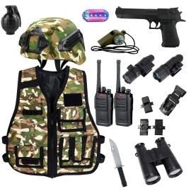 KalaDuck Kids Tactical Helmet with Walkie Talkies, Army Toys Costume Vest, Military To...