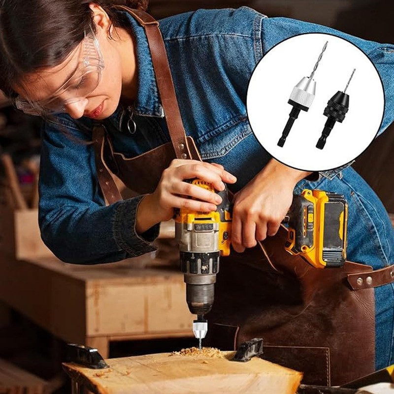 Yosoo 2 Piece Keyless Drill Chucks, 10PCS Bits, Hex Shank