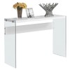 Monarch specialties , Console Sofa Table, Tempered Glass, Glossy White,
