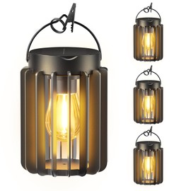 Ahaorigin Solar Lanterns Outdoor Waterproof, Brighter Up to 12 Hrs Outdoor Hanging Solar Lights, Outside Hanging Lanterns for Garden Porch Patio Yard Decor, Gifts for Women Mom Father Black, 4 Pack