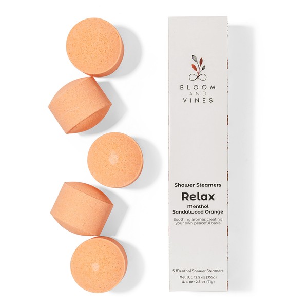 Bloom and Vines Shower Steamers, Relax - Menthol Sandalwood Orange