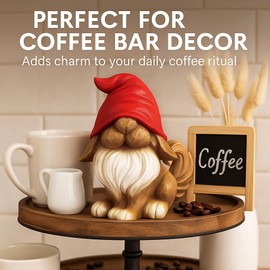 Dog Gnome Figurine for Coffee Bar Decor, Rustic Coffee Table Decorations, Gnome Gifts for Women, Farmhouse Kitchen Shelf Decor, Tiered Tray Collectible Ornament