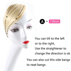 Aolike Human Hair Bangs Hair Extension Clip on Bangs Fringe Side Bangs Blonde Color