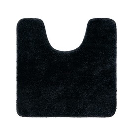MIULEE Absorbent WC Toilet Rug Non Slip U Shape Bath Mat with High Hydroscopicity Rugs Super Soft Cozy and Shaggy Microfiber Rug Carpet for Bathroom 45x45 cm Black