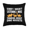 Dinos Chicken Nuggets Pattern | Funny Realistic Dino Throw Pillow