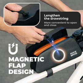 ROCKBROS Bicycle Top Tube Bag 100% Waterproof with Magnetic Lid Bicycle Frame Bag Triangle Bag for Gravel Bike Road Bike and MTB